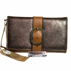 Catchfly Metallic Buckle Flap Wallet NWT